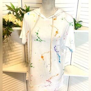 FIRST LOVE MULTI COLOR PAINT SPLATTER LIGHT WEIGHT TERRY LINED SWEATSHIRT S 1326
